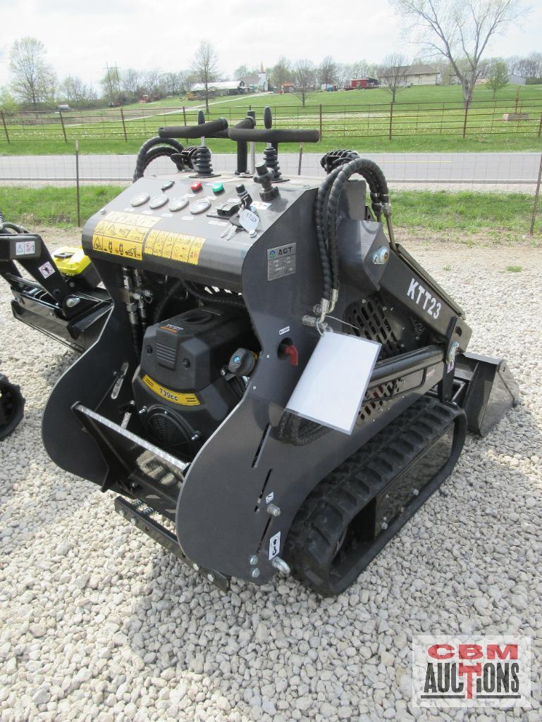 AGT KTT23 Mini Skid Steer Track Loader, 739cc Engine, Rubber Tracks, Quick Attach 32" Smooth Bucket,