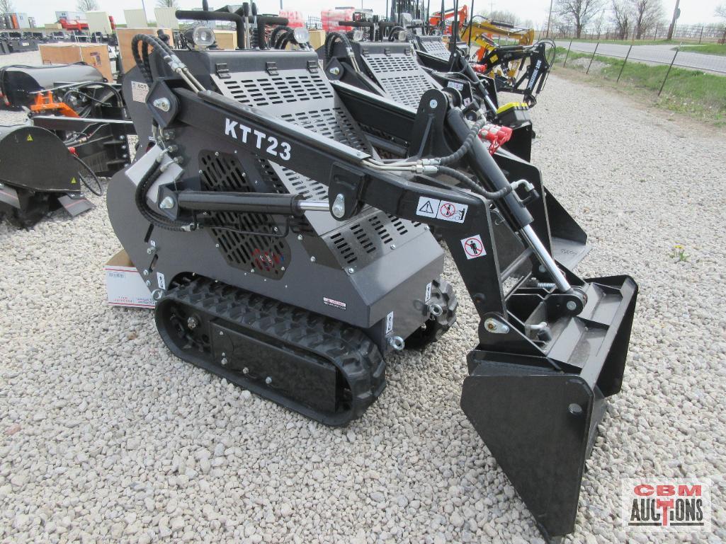 AGT KTT23 Mini Skid Steer Track Loader, 739cc Engine, Rubber Tracks, Quick Attach 32" Smooth Bucket,