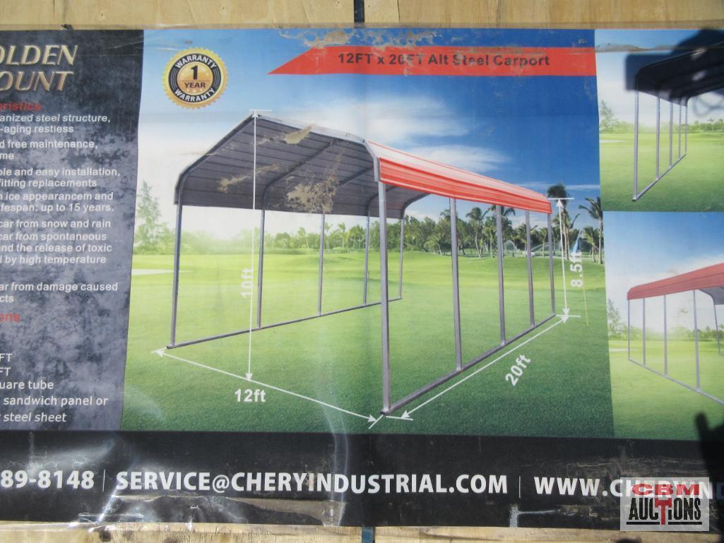 Golden Mount 12' x 20' Metal Shed Carport, 12' Ridge, 8.5' Sidewalls, Corrugated Panels