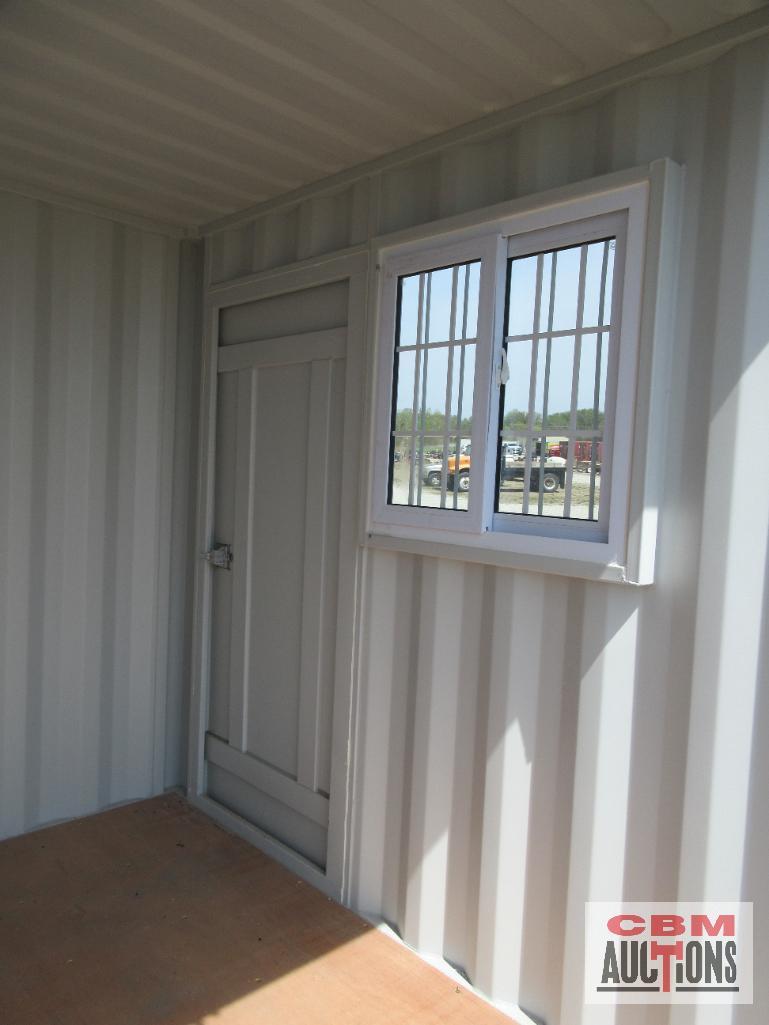 9' Sea Cargo Shipping Container, Office, Walk-in Side Door, Window, Double Swing Rear Doors *South