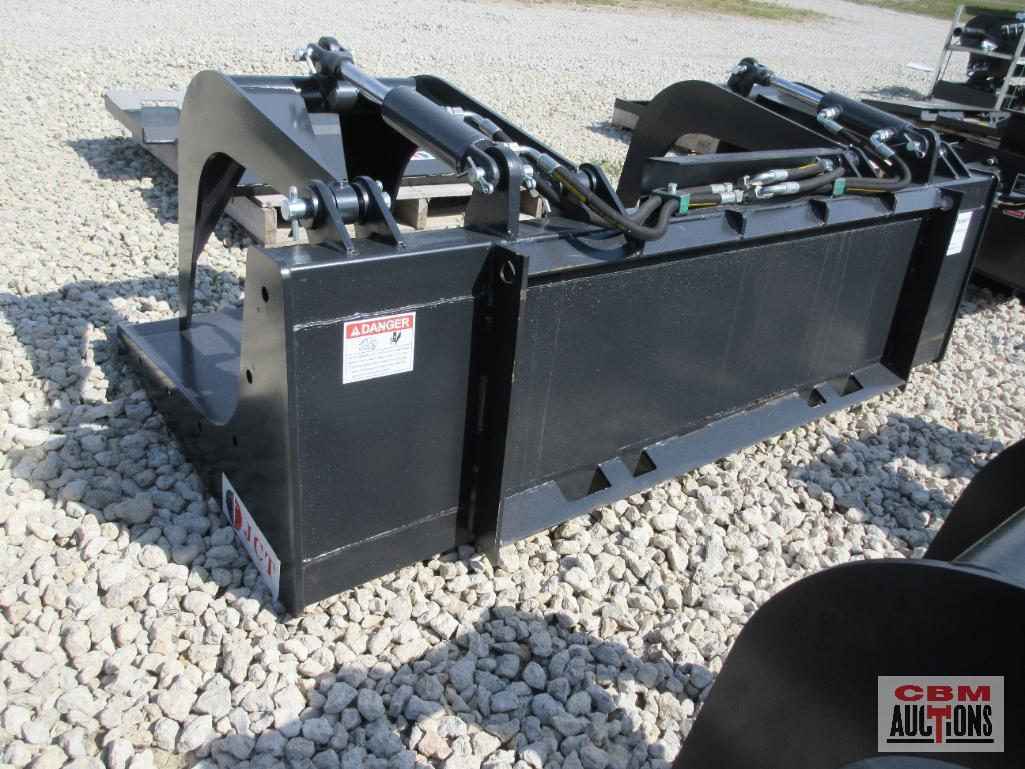 JCT 72" Skid Steer Flat Bottom Industrial Grapple Bucket, Hoses & Couplers (Unused) *2