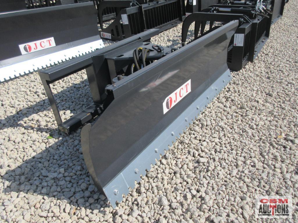 JCT 72" Skid Steer Power Angle Dozer Blade, Reversible Smooth Or Serrated Cutting Edge With Hoses &