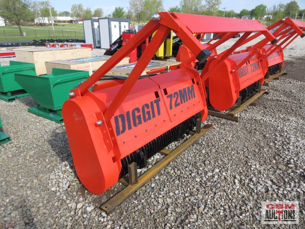 Diggit 72MM Skid Steer Forestry Drum Mulcher, Working Width: 63", Minimum Loader Power Required: 75