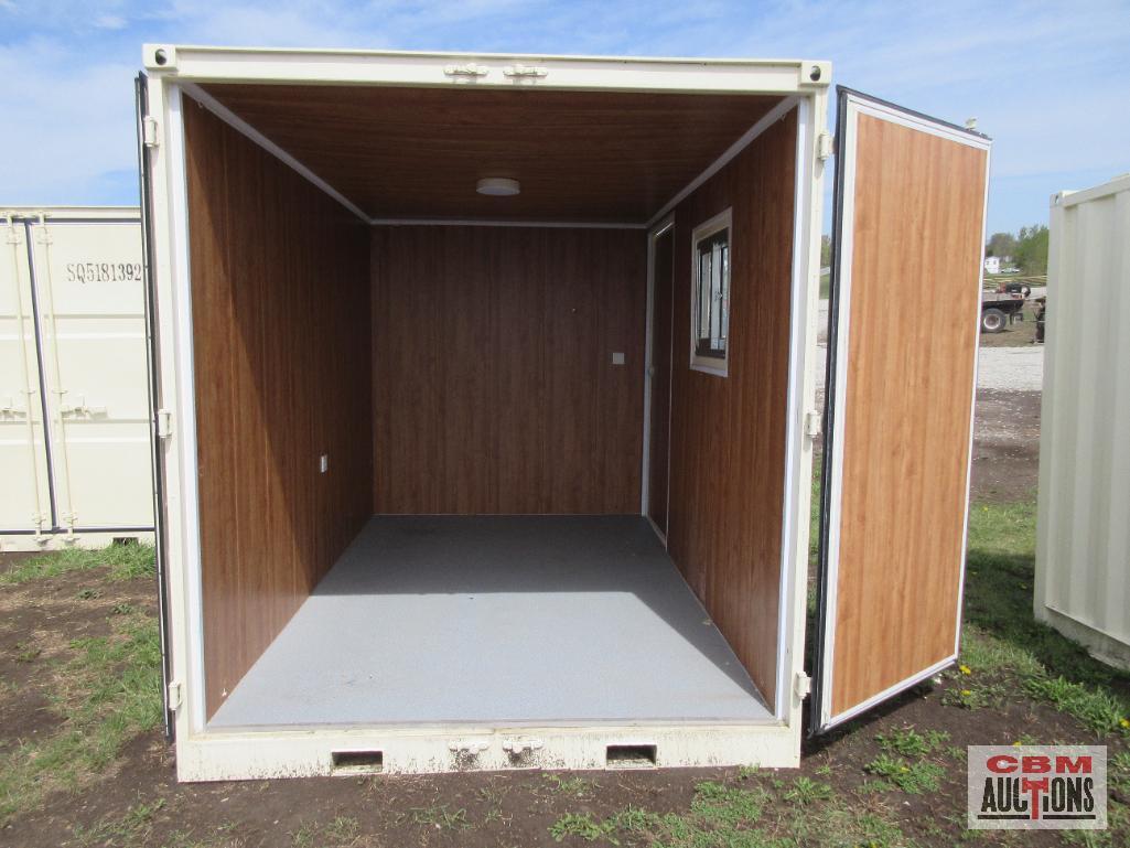 Diggit 12ft Cargo Storage Container, Single Walk Door, Window, Fork Pockets, 12' L x 7' W x 7' H.