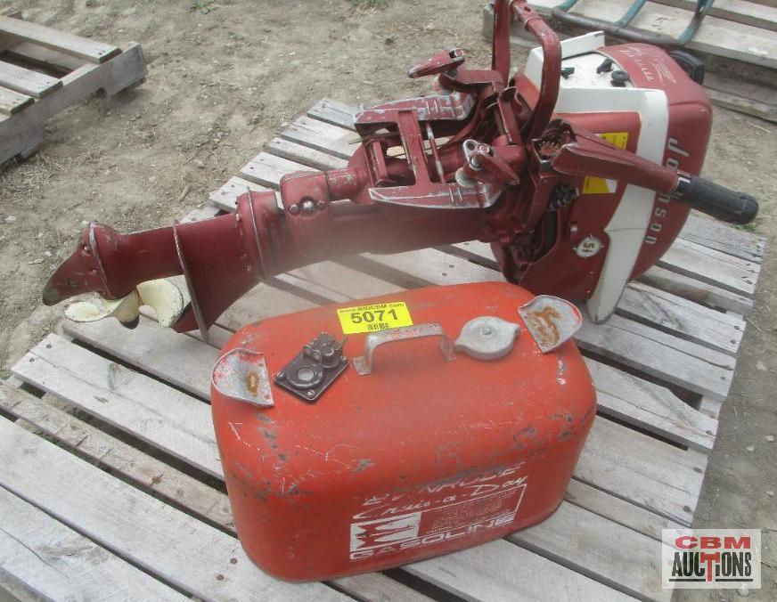 Johnson 5 1/2 Hp Seahorse Outboard Boat Motor & Gas Can (Seller Said Runs-NO TITLE)