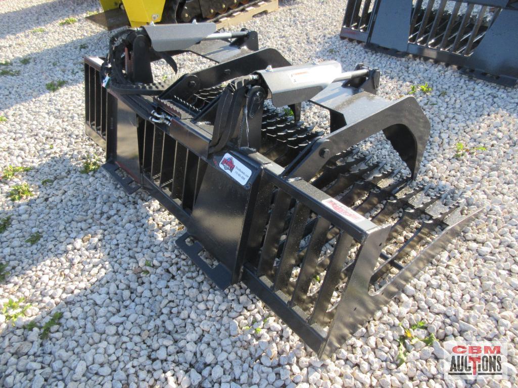 Stout Skid Steer Rock Bucket Grapple HD78-3 Complete With Hoses and Ends, Open Side