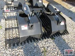 Stout Skid Steer Rock Bucket Grapple HD78-3 Complete With Hoses and Ends, Open Side