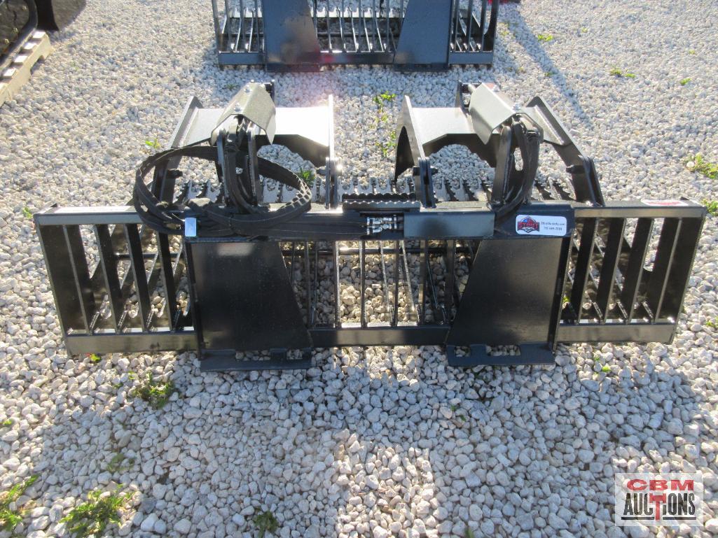 Stout Skid Steer Rock Bucket Grapple HD78-3 Complete With Hoses and Ends, Open Side