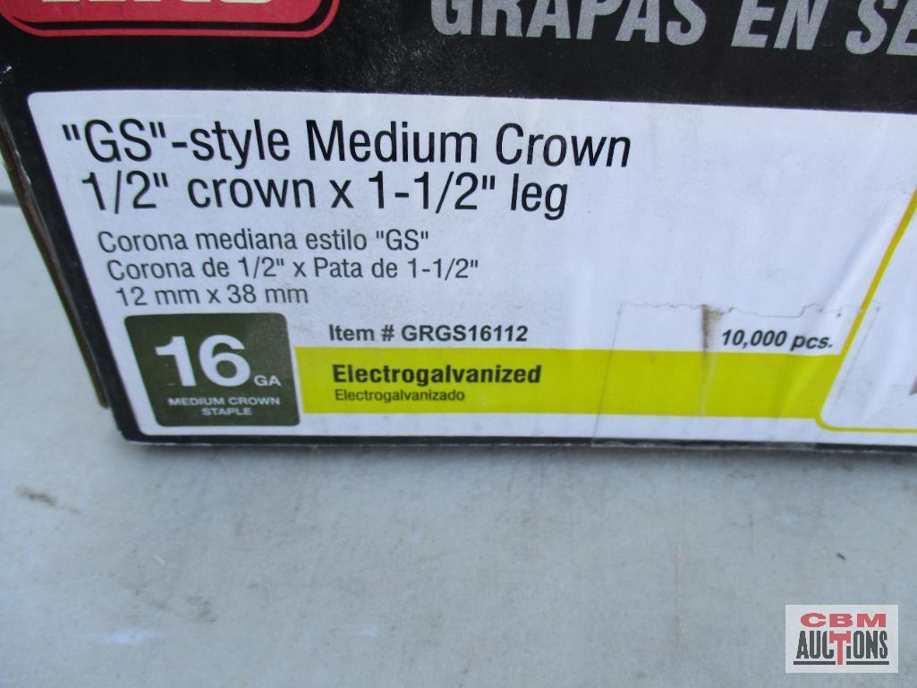 Grip Rite GS Style Med Crown 1/2" Crown x 1-1/2" Leg Collated Staples, Galvanized,16GA , 10,0000pc