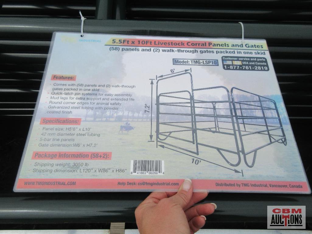 TMG-LSP10 Livestock 5 Bar Corral Panels & Gates (58) 5.5'x10' Panels & (2) Walk Through Gates *South