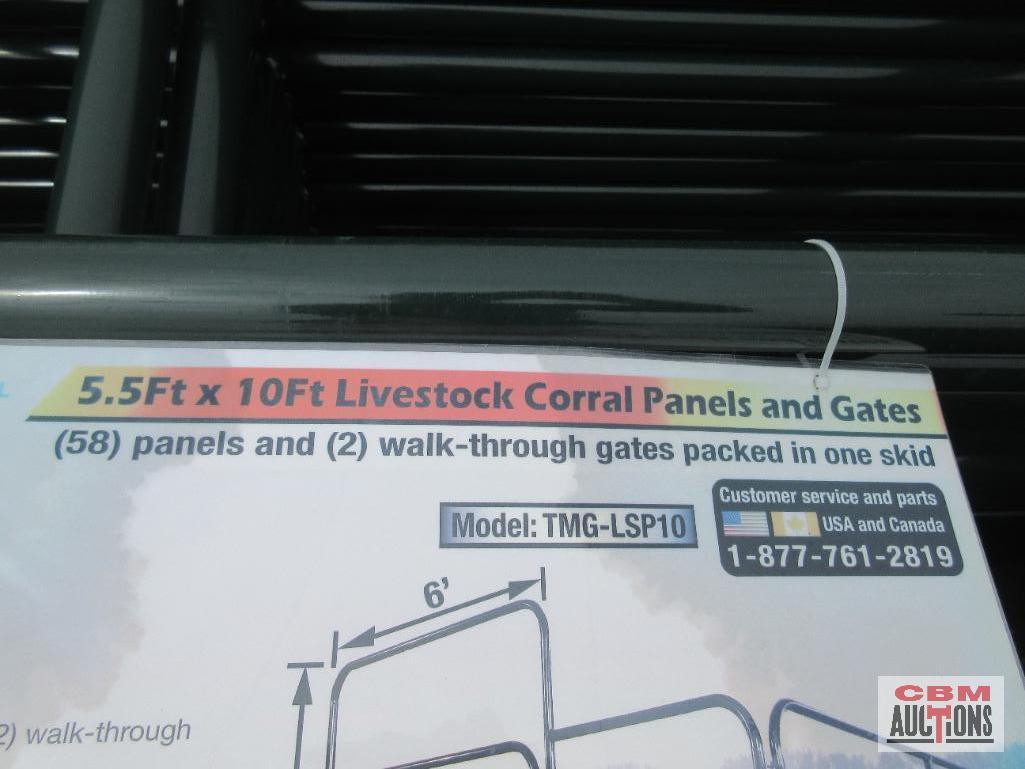 TMG-LSP10 Livestock 5 Bar Corral Panels & Gates (58) 5.5'x10' Panels & (2) Walk Through Gates *South