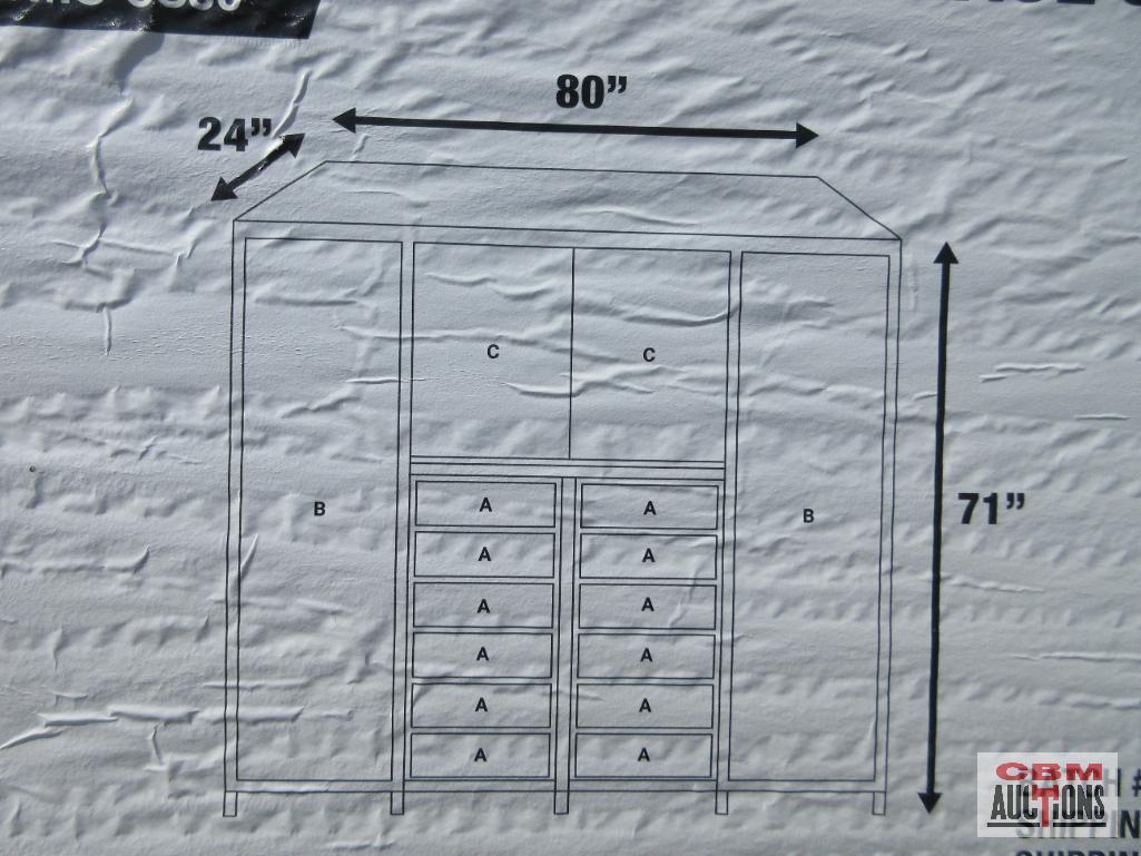 TMG-SC80 80" Tool Chest With 12 Drawers, Two Double Door Cabinets On Top Upright Storage Space On