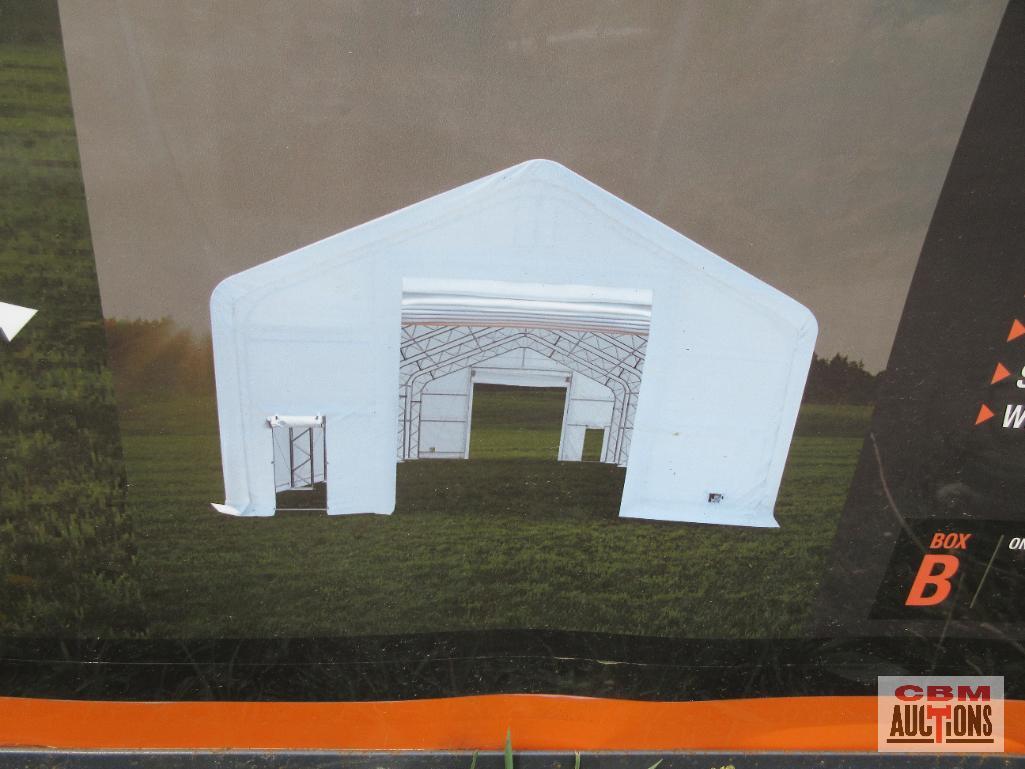 TMG Industrial 30' x 80' Dual Truss Storage Shelter with Heavy Duty 17 oz PVC Cover & Drive Through