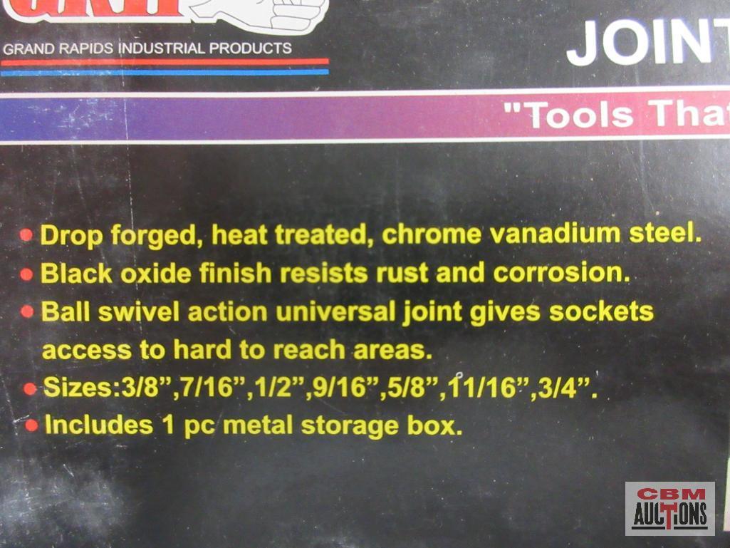 Grip 68094 8pc 3/8" SAE Impact Universal Joint Socket Set (3/8" - 3/4") w/ Metal Storage Case