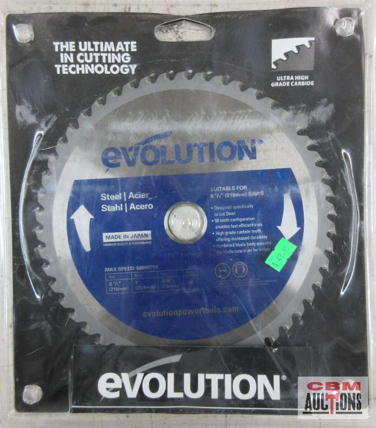 Evolution 02815 8-1/4" Saw Blade, 1" Bore, Kerf .078", 50 Teeth, 5800RPM - Steel