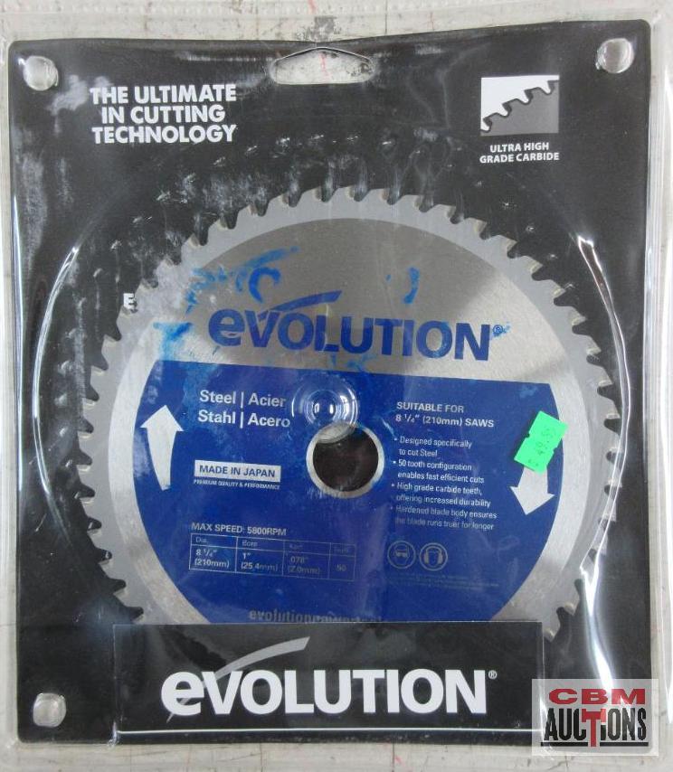 Evolution 02815 8-1/4" Saw Blade, 1" Bore, Kerf .078", 50 Teeth, 5800RPM - Steel