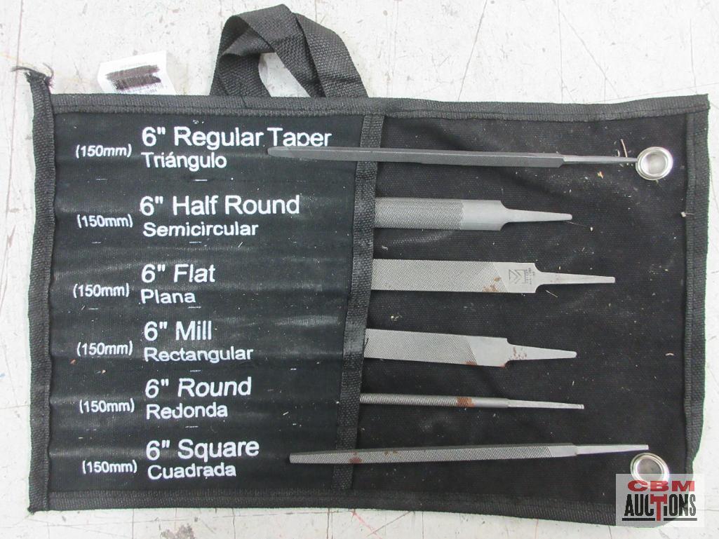 Mercer BFS606A 6 Piece 6" Assorted File Set w/ Storage Pouch... 6" Regular Taper... 6" Half...Round 