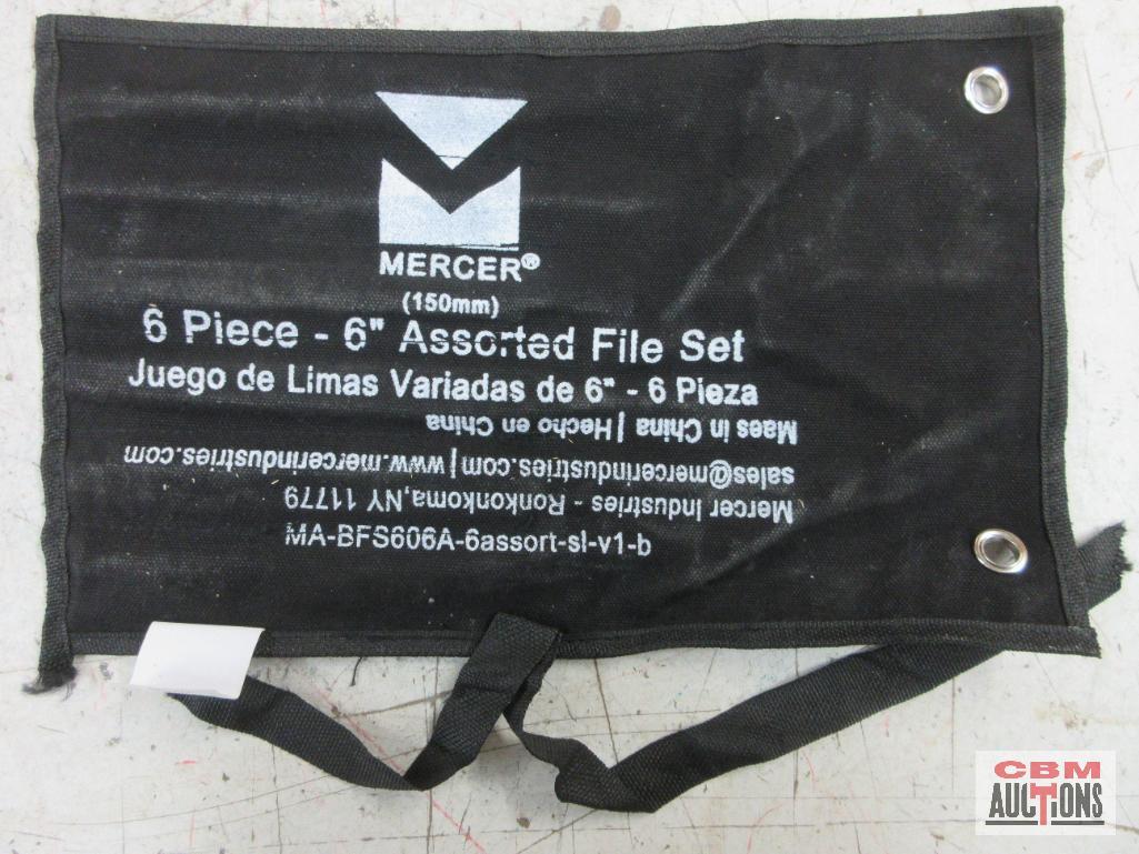 Mercer BFS606A 6 Piece 6" Assorted File Set w/ Storage Pouch... 6" Regular Taper... 6" Half...Round 