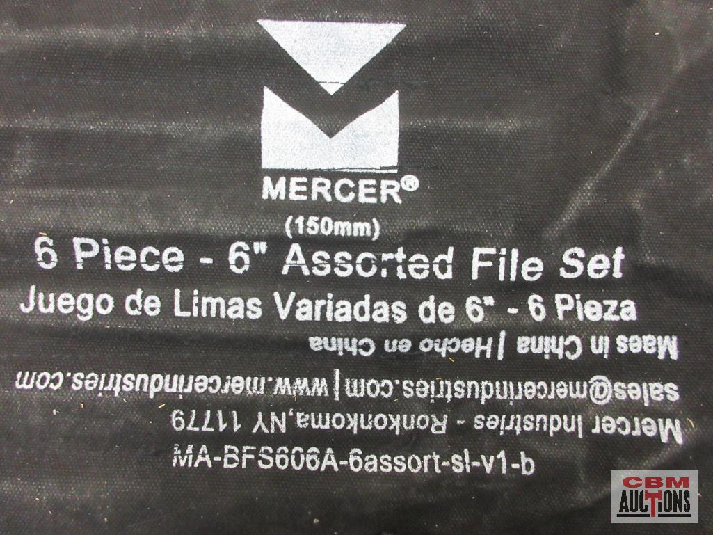 Mercer BFS606A 6 Piece 6" Assorted File Set w/ Storage Pouch... 6" Regular Taper... 6" Half...Round 