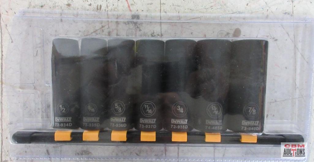 Dewalt 7pc Deep SAE Impact Sockets (1/2" - 7/8") w/ Storage Rail...