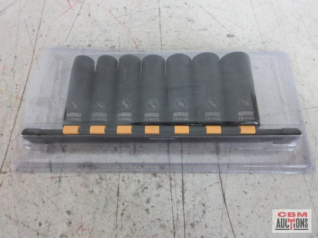 Dewalt 7pc Deep SAE Impact Sockets (1/2" - 7/8") w/ Storage Rail...