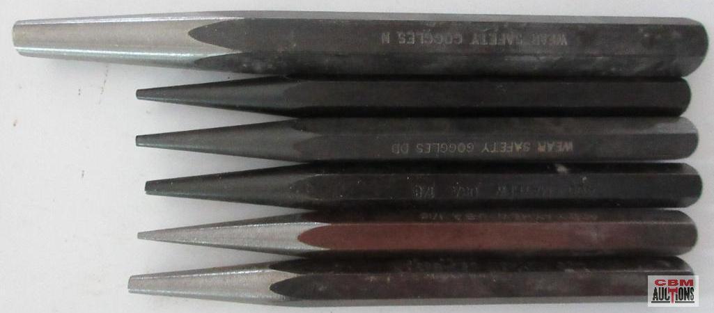 Mayhew 6pc Pro Solid Punch Set Sizes: 3/32", 3/32", 1/8", 5/32", 5/16",