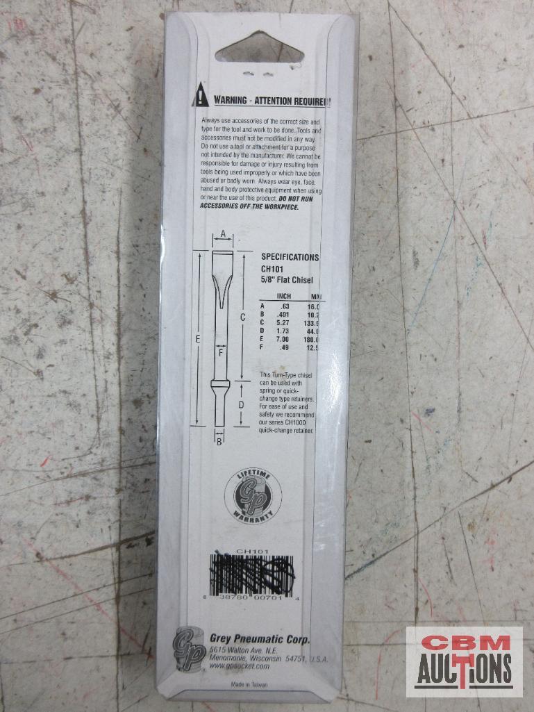 Grey Pneumatic... CH100 1/2" Flat Chisel 7" Long .401 Shank CH101 5/8" Flat Chisel .7" Long 401 Shan