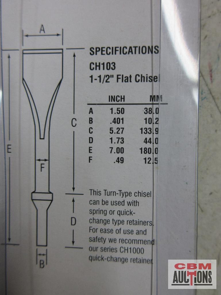 Grey Pneumatic... CH100 1/2" Flat Chisel 7" Long .401 Shank CH101 5/8" Flat Chisel .7" Long 401 Shan