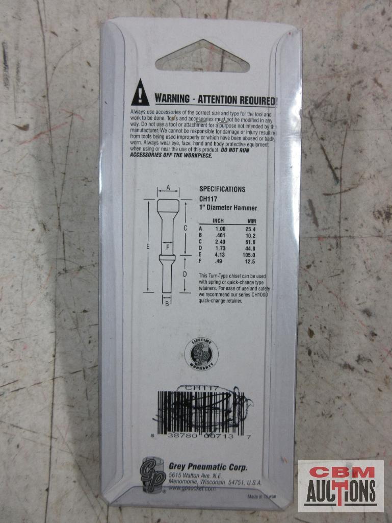 Grey Pneumatic CH117 1" Diameter Hammer .401 Shank CH117-7 1" Diameter Hammer 7" Long .401 Shank