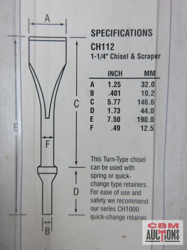 Grey Pneumatic CH110 Claw Ripper & Panel Cutter 7" Long .401 Shank CH111 Tapered Punch 7" Long .401