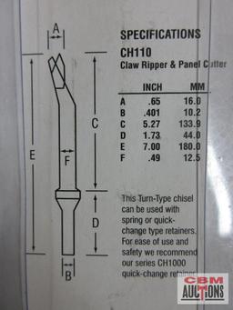 Grey Pneumatic CH110 Claw Ripper & Panel Cutter 7" Long .401 Shank CH111 Tapered Punch 7" Long .401