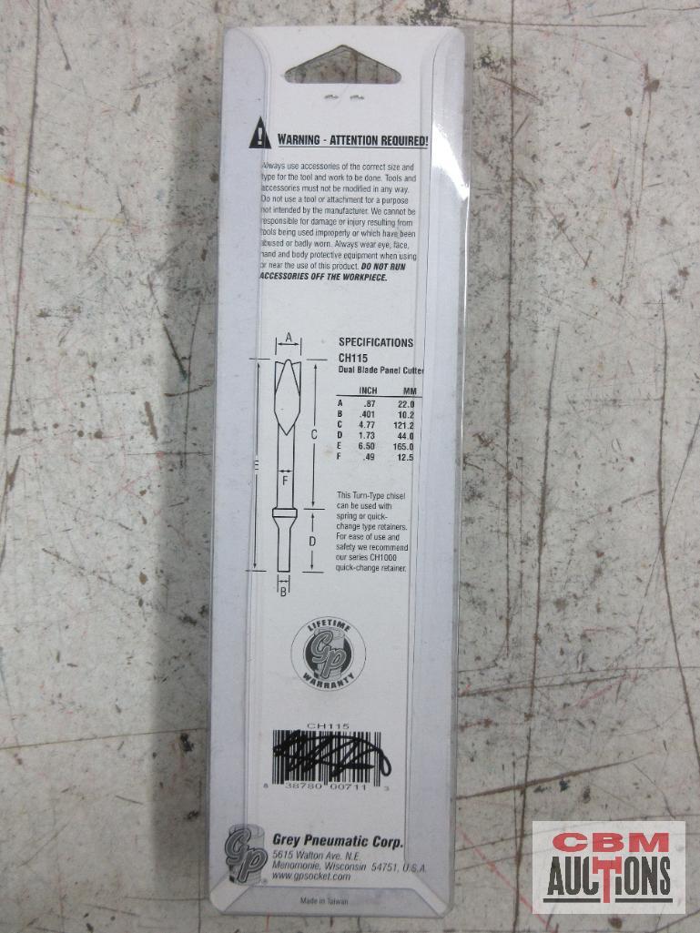 Grey Pneumatic... CH113 Straight Punch 7" Long .401 Shank CH115 Dual Blade Panel Cutter 6-1/2" Long