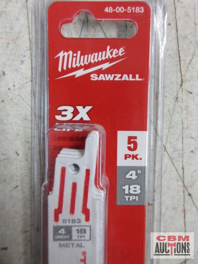 Milwaukee 48-00-5090 4" Sawzall Blades 10 TPI Thick Metal... Milwaukee 48-00-5183 4" Sawzall Blades 