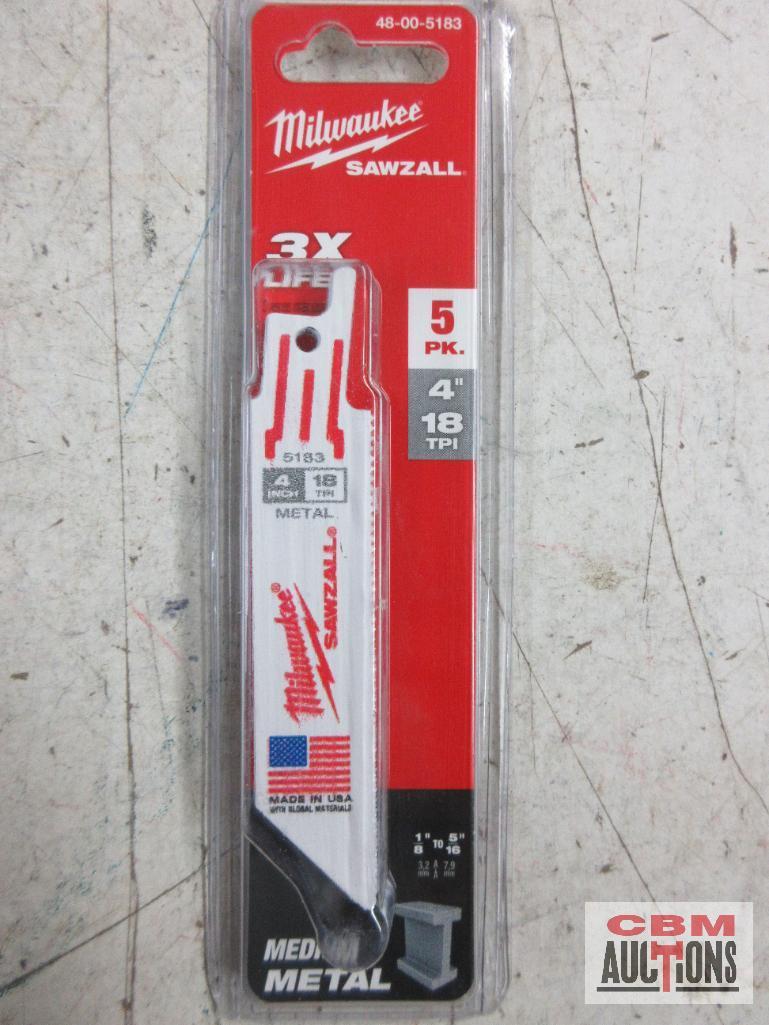 Milwaukee 48-00-5090 4" Sawzall Blades 10 TPI Thick Metal Milwaukee 48-00-5183 4" Sawzall Blades 18