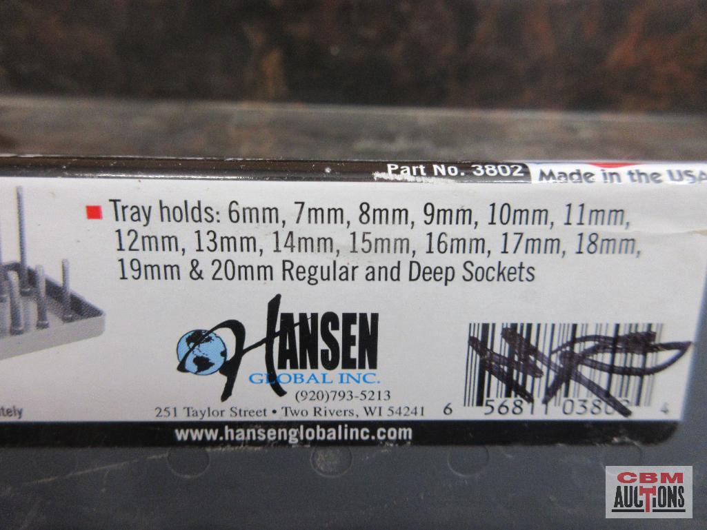 Hansen 1401 Red 1/4" Drive Standard Socket Holder (1/8" to 5/8") Hansen 1402 Gray 1/4" Drive Metric