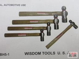 Wisdom 04-BH5-1 5pc Ball Pein Hammer Set w/ Wooden Handles... 8oz, 12oz, 16oz, 24oz & 32oz...