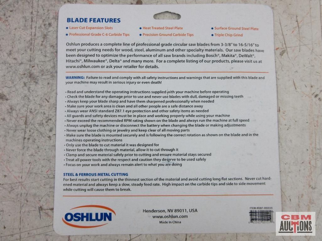 Oshlun SBF-067540 6-3/4" Ferrous Metal Saw Blade, 40 Teeth, Arbor 20mm Oshlun SBF-072536 7-1/4"