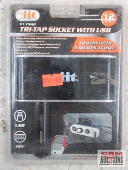 IIT 17942 12V Tri-Tap Socket With USB PT Performance Tool W89007 Mechanics Work Gloves - XL PT