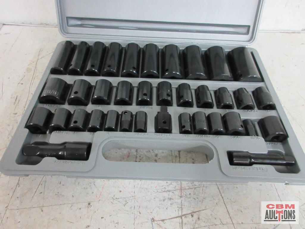 Cal-Hawk AIS38A 38pc 3/8" Drive & 1/2" Drive Chrome Vandium Duometric Impact Socket Set w/ Molded