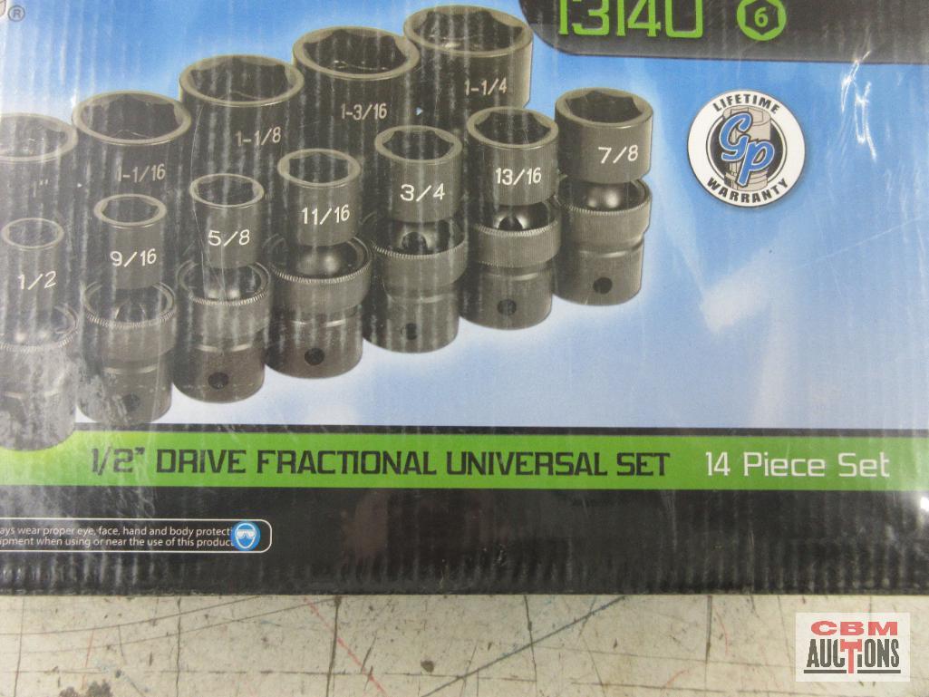Grey Pneumatic 1314U 14pc 1/2" Drive Standard Length Fractional Universal Socket Set (716" to
