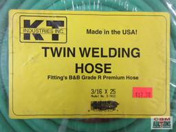 KT Industries 3-7412 3/16" x 25' Twin Welding Hose Fitting's B & B Grade R Premium Hose...