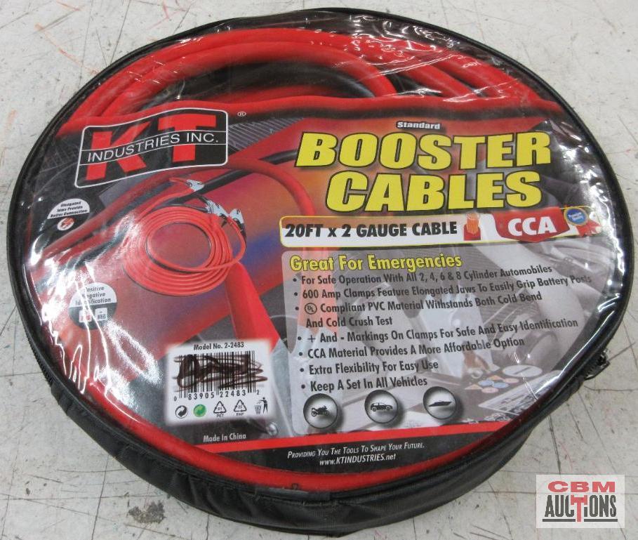 KT Industries 2-2483 Booster Jumper Cables 20' x 2 Gauge Cable