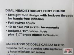 Milton S-516 Inflator Gage Dual Head Straight Chuck, 10-160PSI, 1/4" NPT, Red