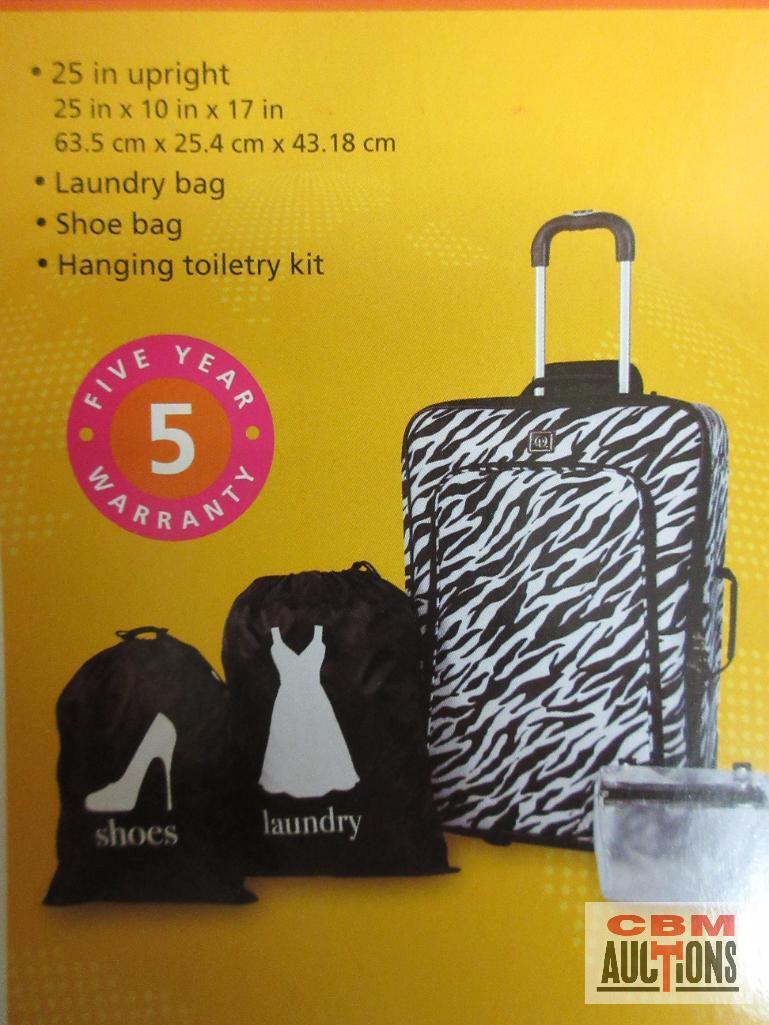 Protege PG12-091-007-30 4pc... Zebra Print Travel Set 25" x 10" x 17"... Includes... 25" Upright Lug