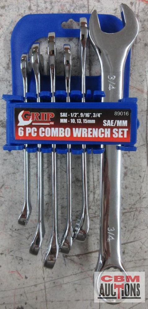 Grip 89016 6pc Combo Wrench Set SAE/Metric SAE - 1/2", 9/16", 3/4" Metric - 10mm, 13mm ,15mm