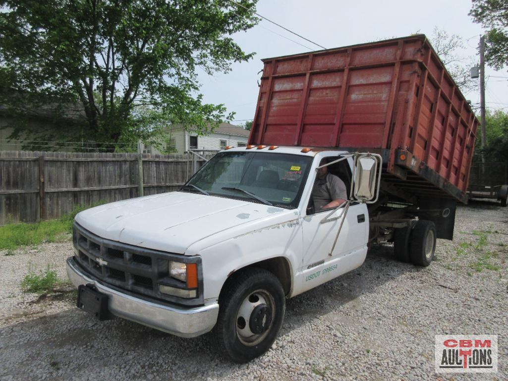 1998 Chevrolet C3500 Flatbed Dump Truck, VIN # 1GBJC34R7WF029480