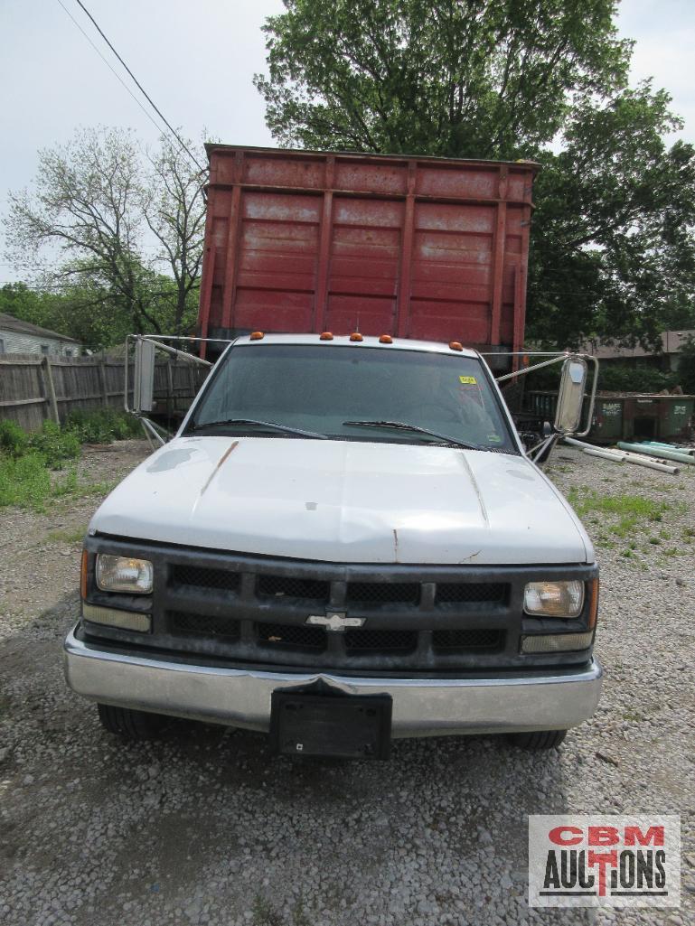 1998 Chevrolet C3500 Flatbed Dump Truck, VIN # 1GBJC34R7WF029480
