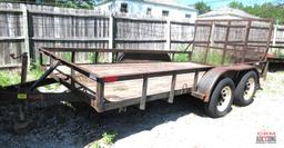 1997 Buck 83"x14' Tandem Axle Flatbed Trailer With Flip Up Lawn Gate