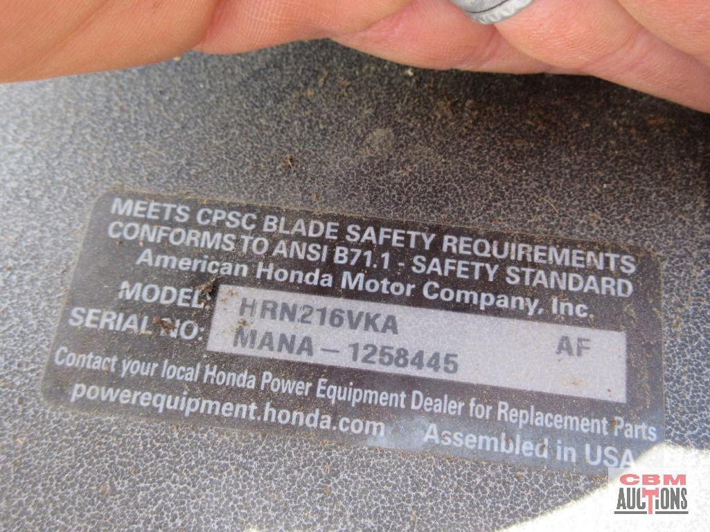 Honda HRN 216 Push Mower, Self Propelled With Honda Engine S#8445 (Seller Said Runs)