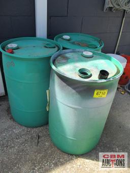 (3) Green Plastic Barrels